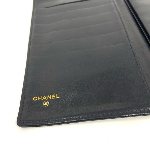 Chanel Vintage Black Lambskin CC Long Wallet – 90s, Authentic, Made In France - Picture 3 of 9